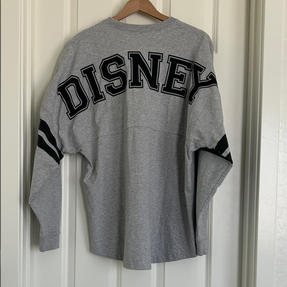Disney Parks Gray Black Varsity Mickey Crest Oversized Spirit Jersey Size L